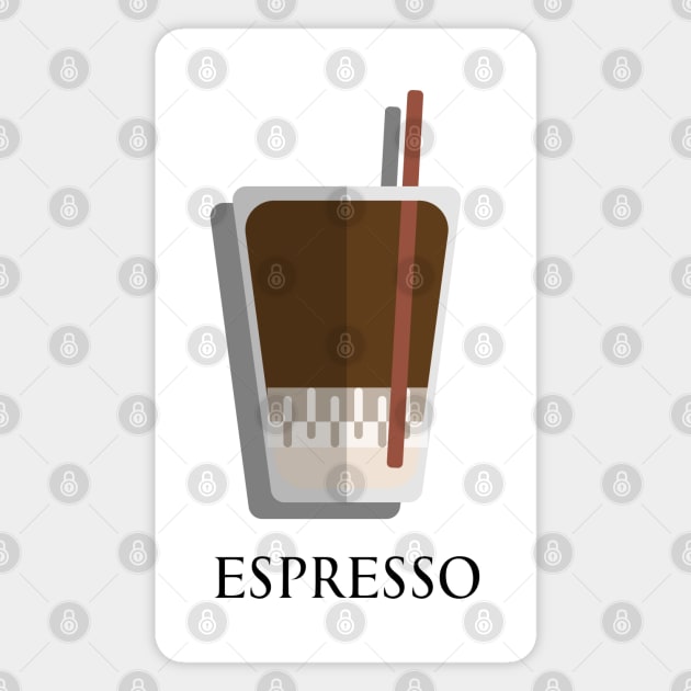 Iced Cold Espresso coffee front view flat design style Magnet by FOGSJ